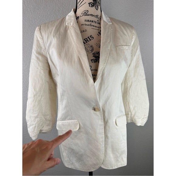 Elizabeth and James White Ruched Short Sleeved Blazer Jacket, Small / 6 US - Picture 6 of 13